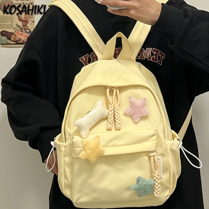 

Women Students Simple All Match Kawaii Backpack Sweet Cute Star Bone Schoolbags Casual Y2k Aesthetic Fashion Preppy Backpacks