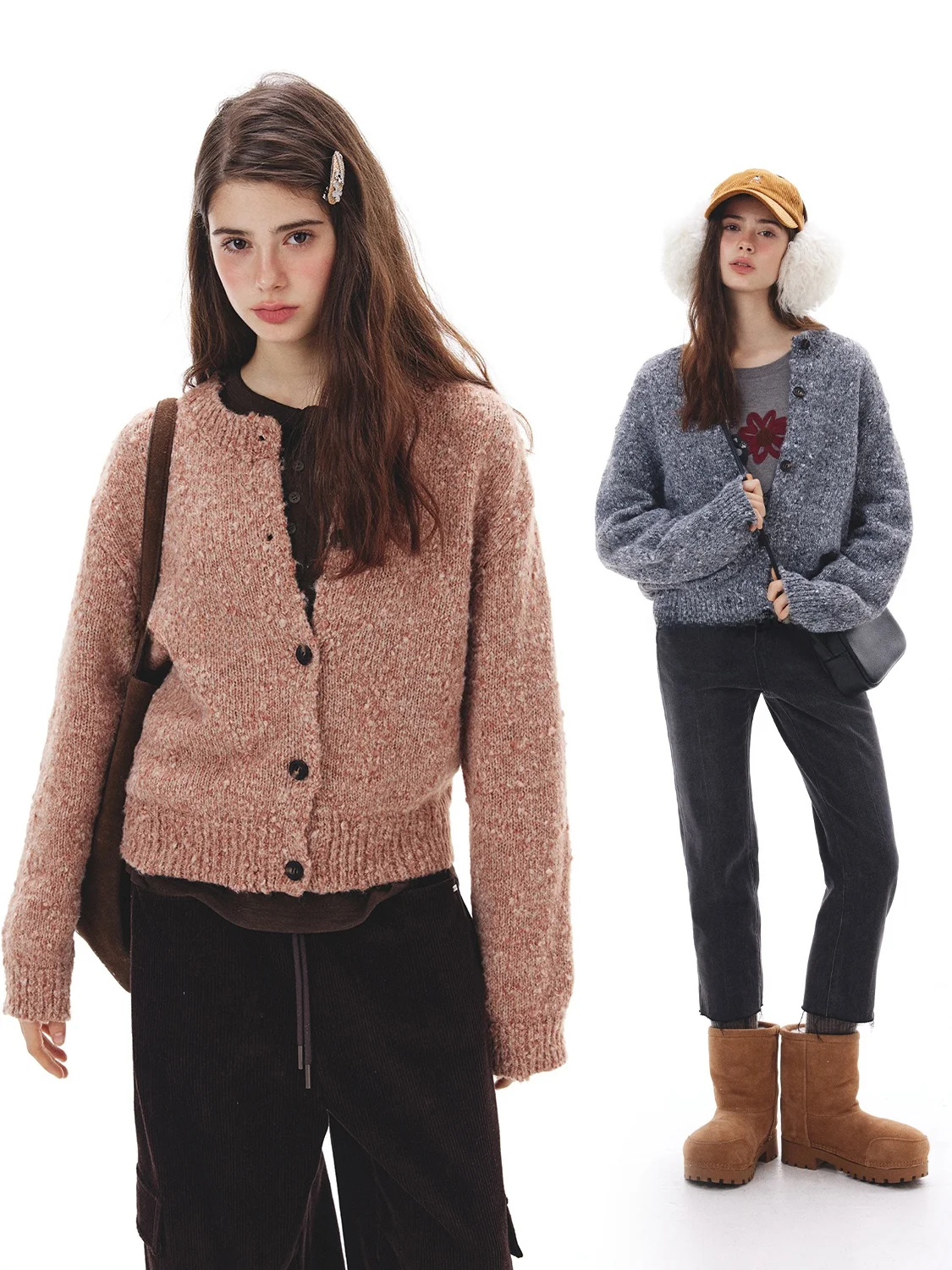 

Soft Thi Yarn Knitted Open Cardigan Women's Winter Casual Sle Polyester Fiber Long Sve round Ne Knitwear JGGU