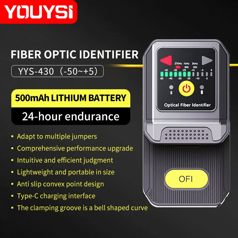 

YOUYSI 2025 Новый мини-оптический идентификатор оптоволокна YYS-430 Живой оптоволоконный идентификатор 800-1700 нм Волоконный кабель Визуальный локатор неисправностей
