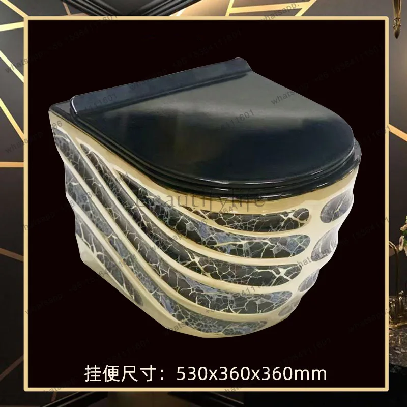 

Color hanging toilet wall row black gold colorful pattern horizontal toilet