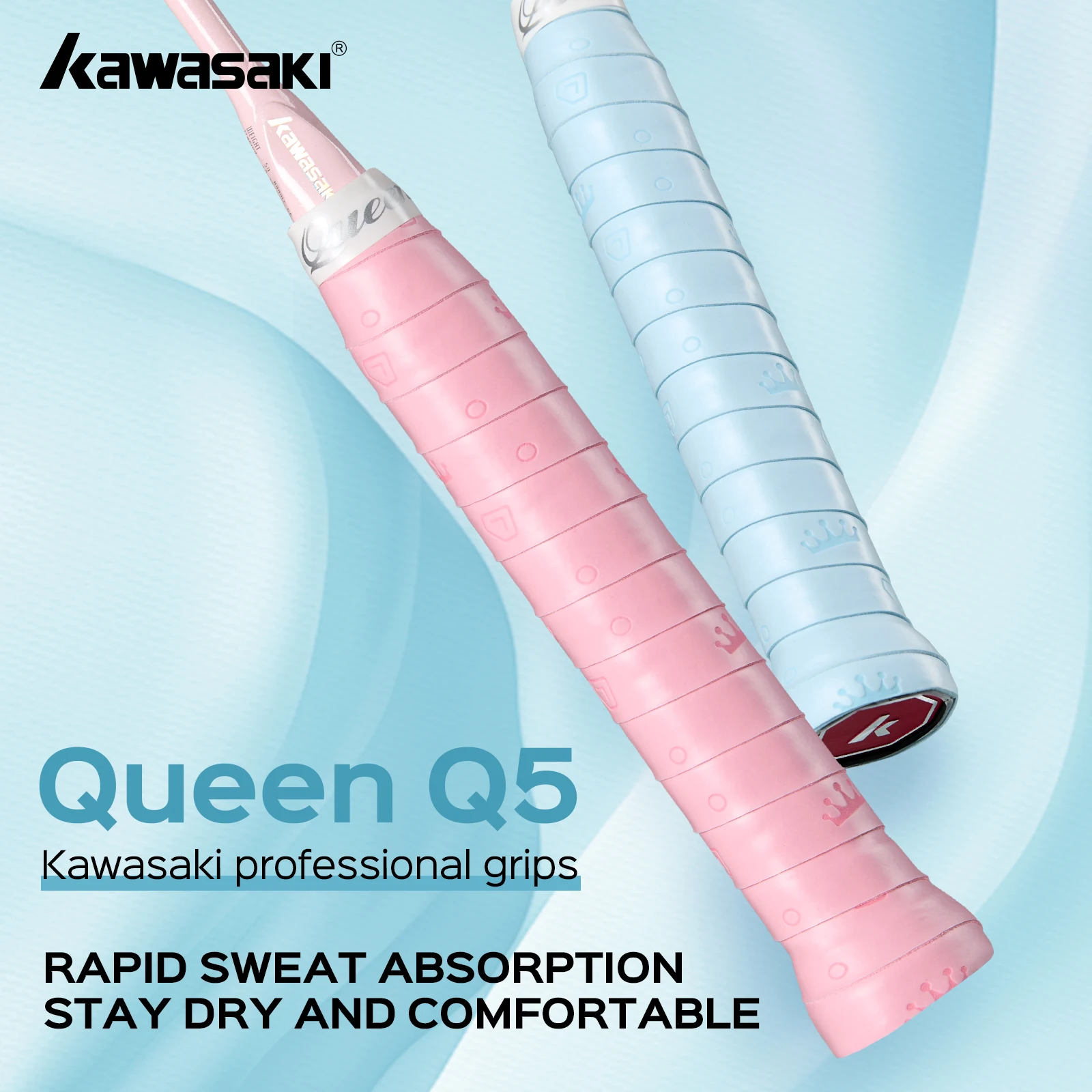 Kawasaki overgrips padel Wygodny damski uchwyt tenisowy Queen Q5 3 sztuki/worek Akcesoria do tenisa do badmintona