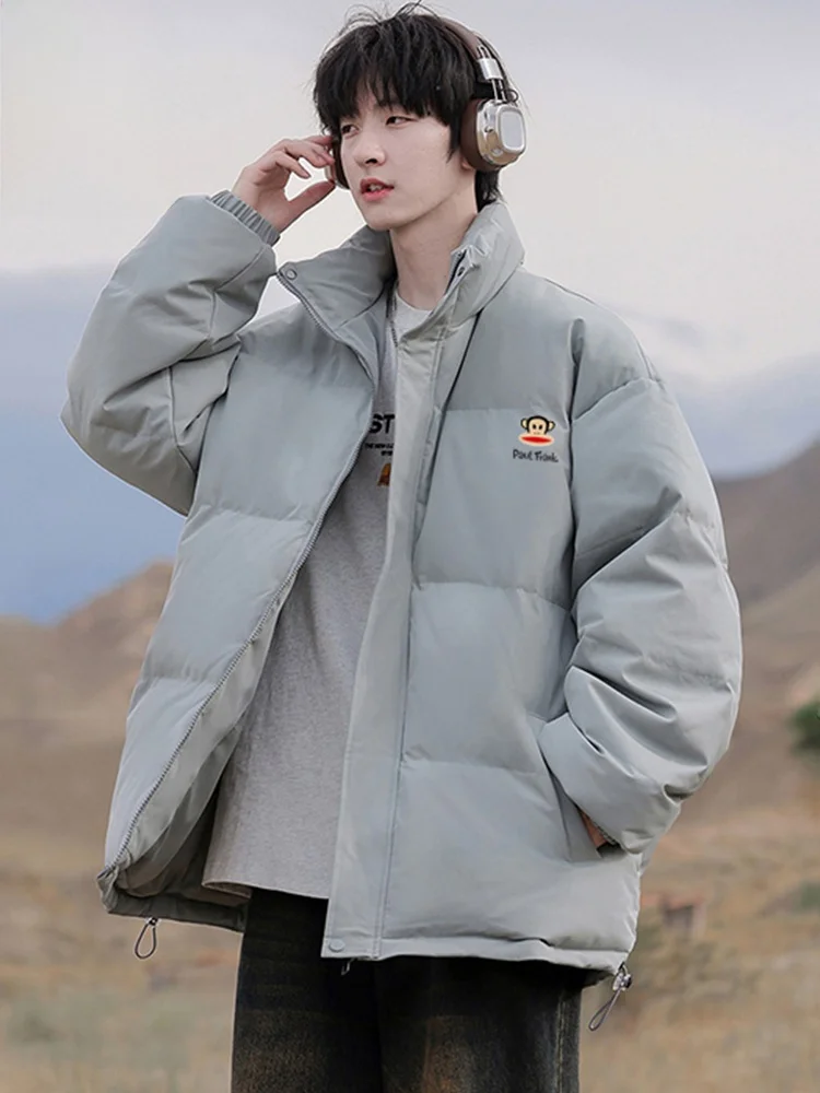 

PaulFrank Thiened Winter Jaet Men's Casual Warm Coat Large Mouth Monkey Pattern Polyester Fiber Long Sve Zipper Closure