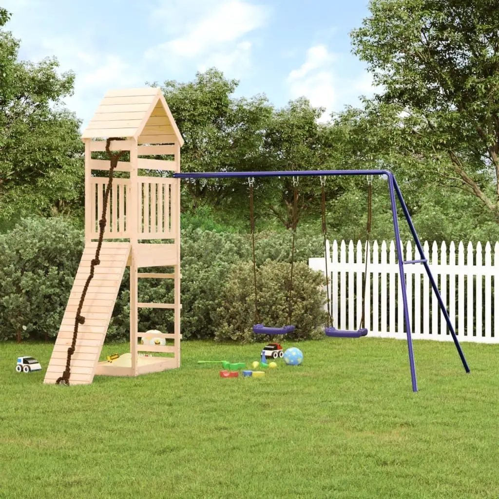 Premium Solid Wood Pine Outdoor Playset for Kids - Durable & Safe Adventure Playground