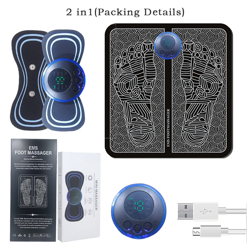 Intelligent Massage Foot Pad Cervical Neck Massager Patch Multi-Stage Adjustable Muscle Massager Combination Set