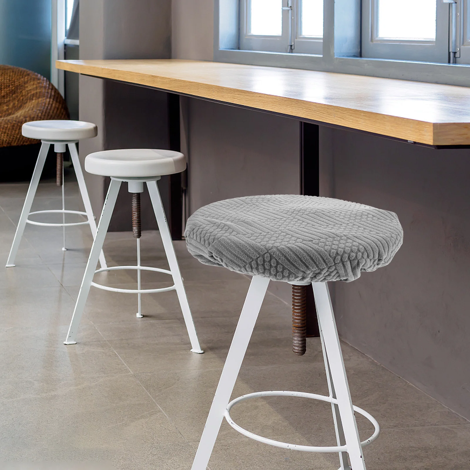 

11-14 Inch Round Stool Seat Covers Elastic Stretchable Chair Slipcovers for Dining Room Kitchen Office Use Circle Chair Cover