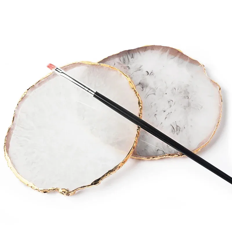 

1PC Round Resin Agate Stone Nail Art Palette False Nail Tips Mixing Color Drawing Pallet Gel Polish Display Shelf Manicure Tool