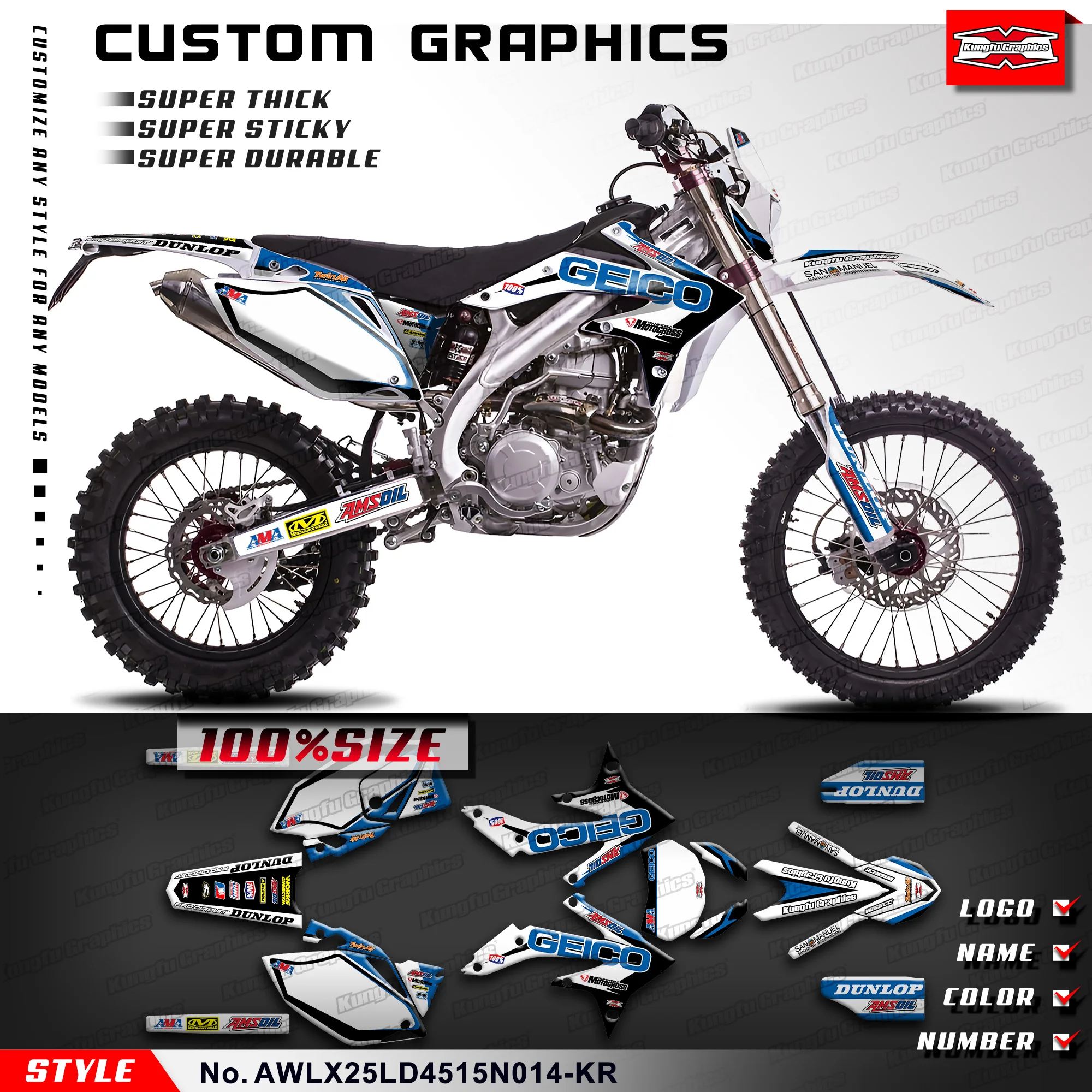 

KUNGFU GRAPHICS Racing Graphics Skin Graphics Kit for Asiawing LX250 LD450 2015-2024, AWLX25LD4515N014-KR