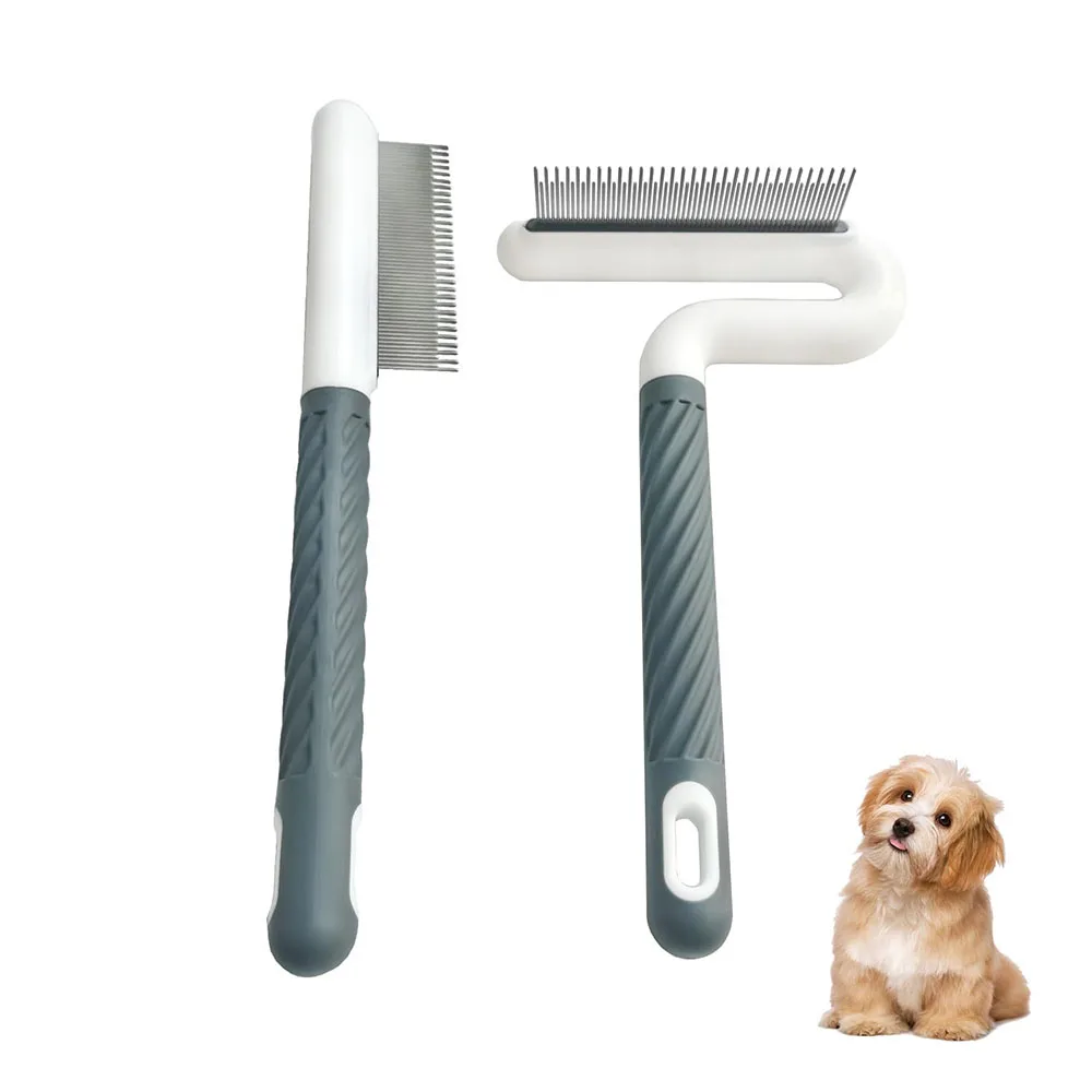 2 PCS Pet Comb with Long & Short Stainless Steel Teeth,Flea and Tick Comb Grooming Brush for Short&Long Hair Car Pet