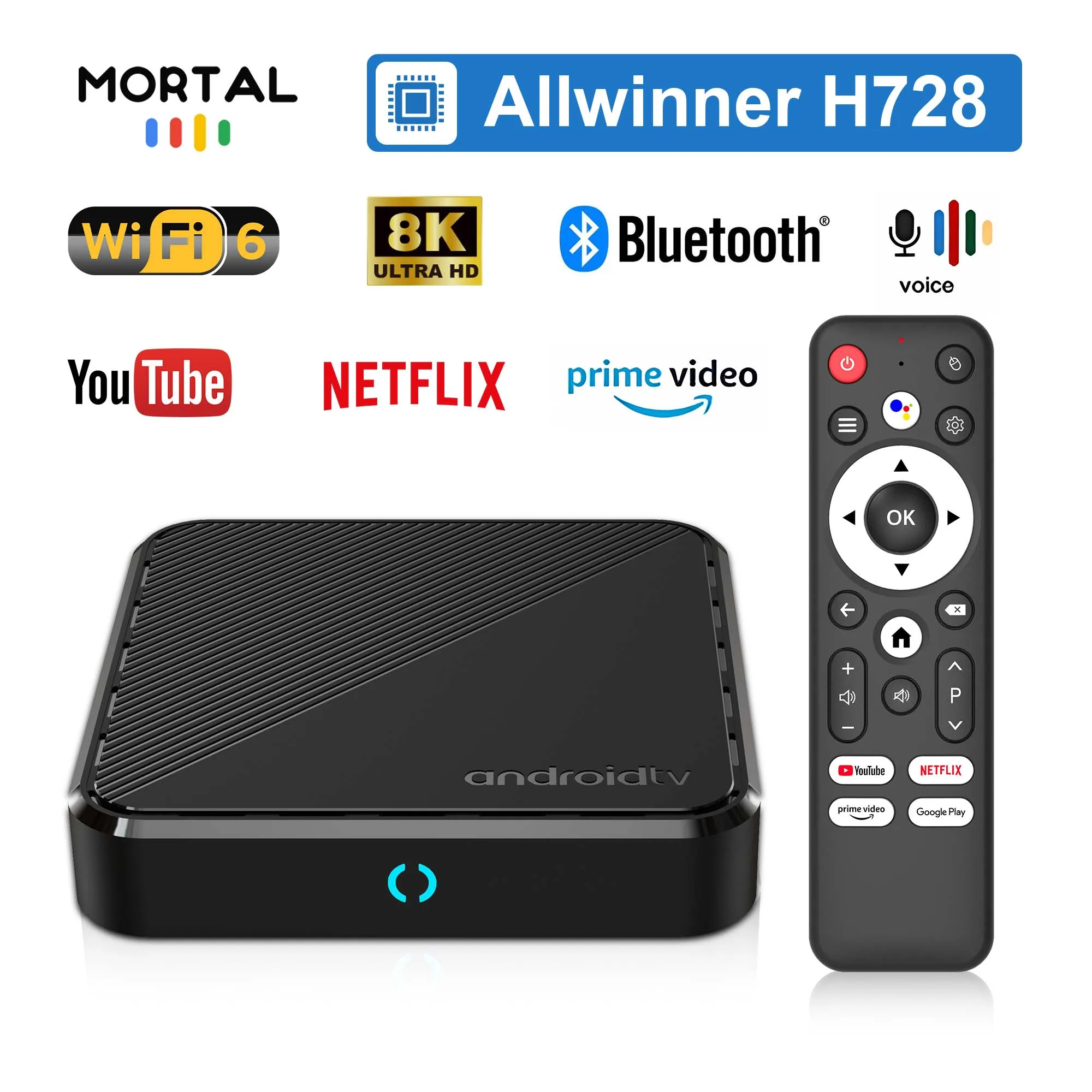 Android14.0 Smart TV BOX Youtube Netflix Google assistant 8K AllwinnerH728 Wifi 6 BT5.0+ Multi Language Set Top Box Mortal H728