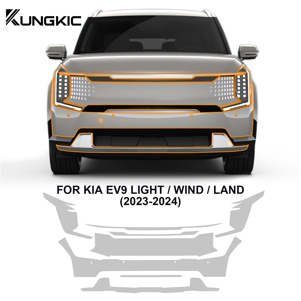 Film de Protection de peinture pour pare-choc avant de voiture, pour KIA EV9 Light WIND LAND 2023 2024, pré-découpé en TPU PPF, Kit de soutien-gorge anti-rayures, autocollant corporel