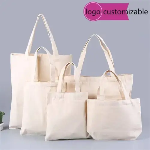 Imagen 1 del producto Bolso de lona, paquete de 10, venta al por mayor, bolsos de mano de algodón para pintura DIY, bolso de hombro para mujer, bolso de compras