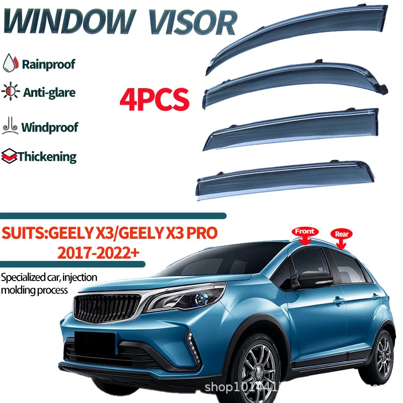 For Geely GX3 Window Rain Shield Eyebrows Geely GX3 Window visors Wind & Rain Deflectors No-Drill Design