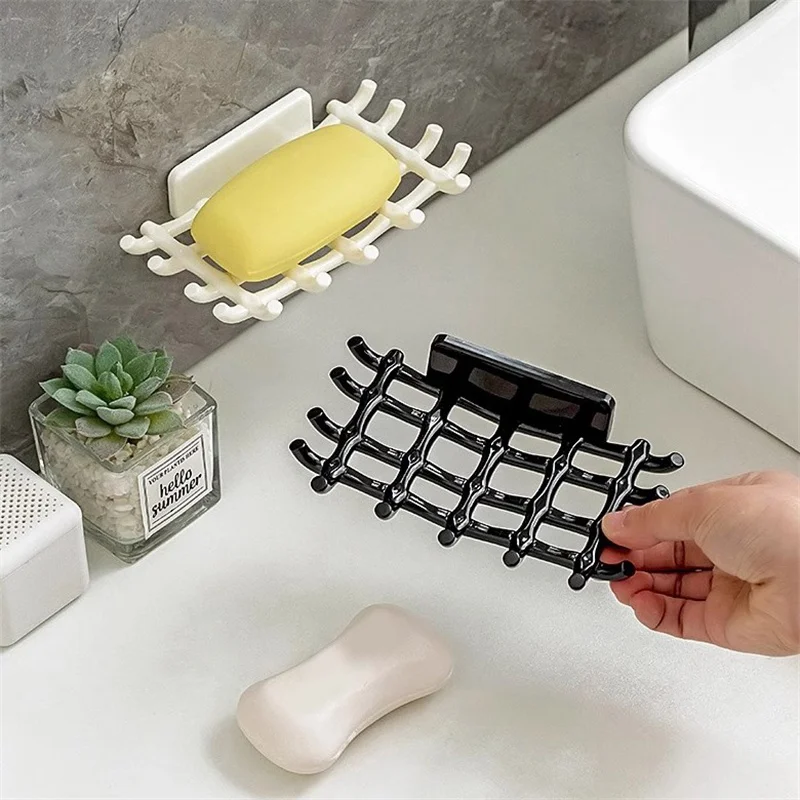 Soap Box Wall Mounted Drainage Shelf For Home Use No Punching High-end Bathroom New Soap Dish Rack Hooks For High-end Bathrooms