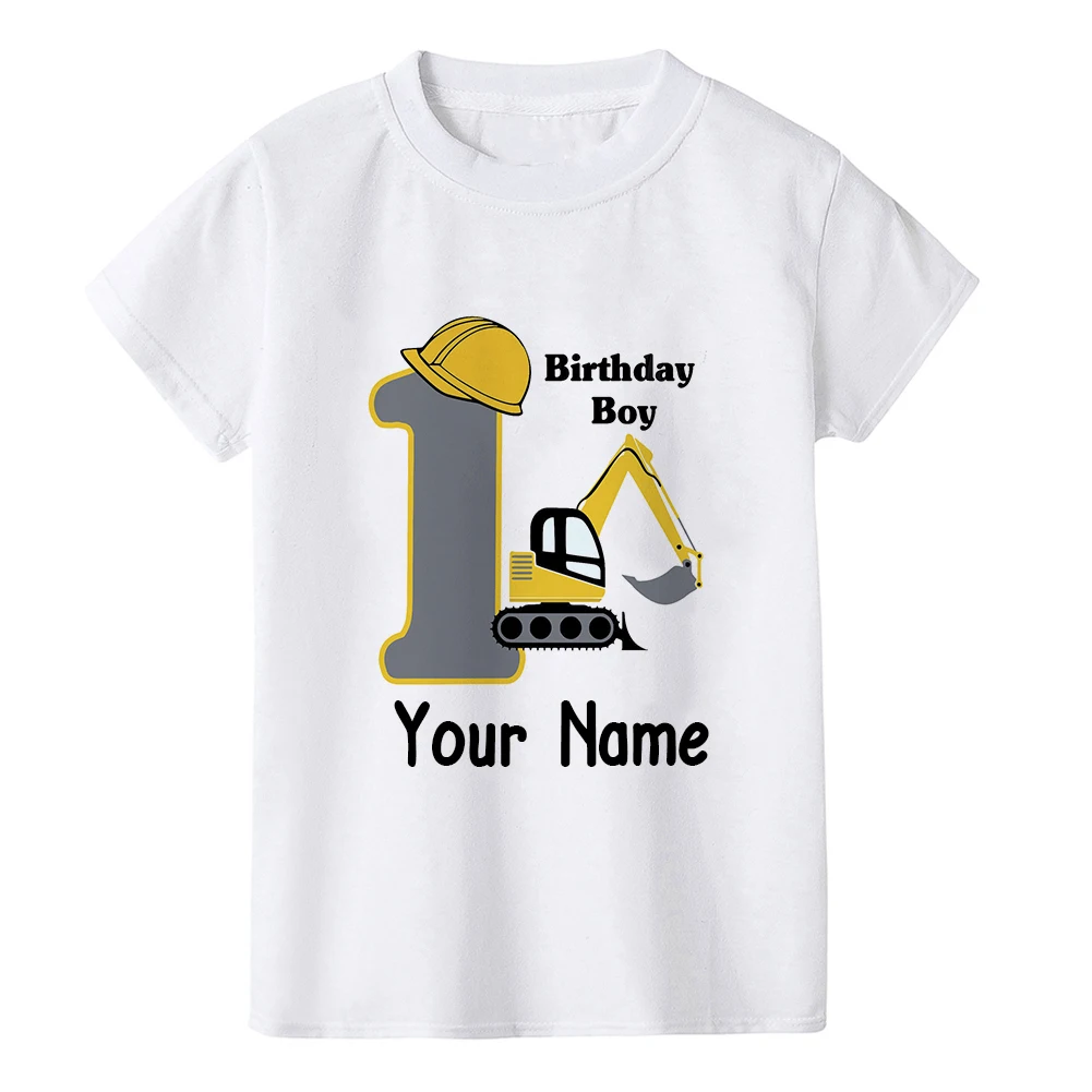 Construction Truck Birthday Boy Shirt Number 1 2 3 4 5 6 7 8 Graphic Kids Clothes Excavator Birthday Party Wear Shirt Gift