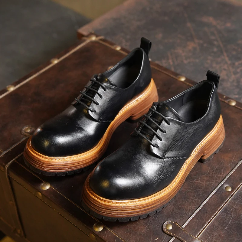جديد أزياء الرجال حقيقية أحذية جلدية بدون كعب البروغ أحذية فاخرة الراحة نقش شبكي ديربي أحذية ريترو الزفاف حفلة اجتماعية أوكسفورد #2