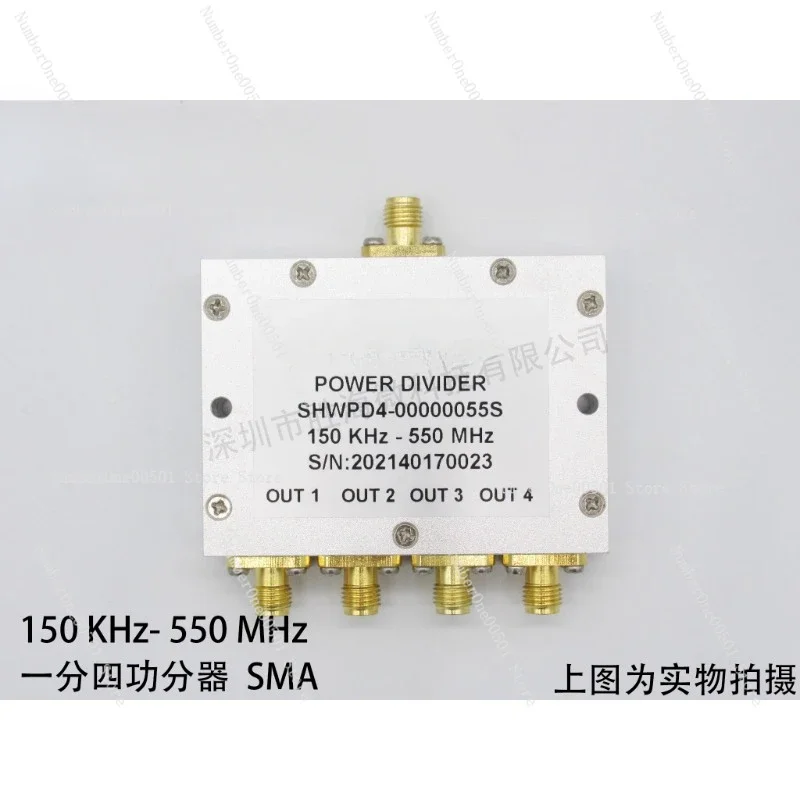 

150KHz To 550MHz RF Ultra Wideband One To Four Power Splitter SMA Interface High Isolation RF Communication Accessory