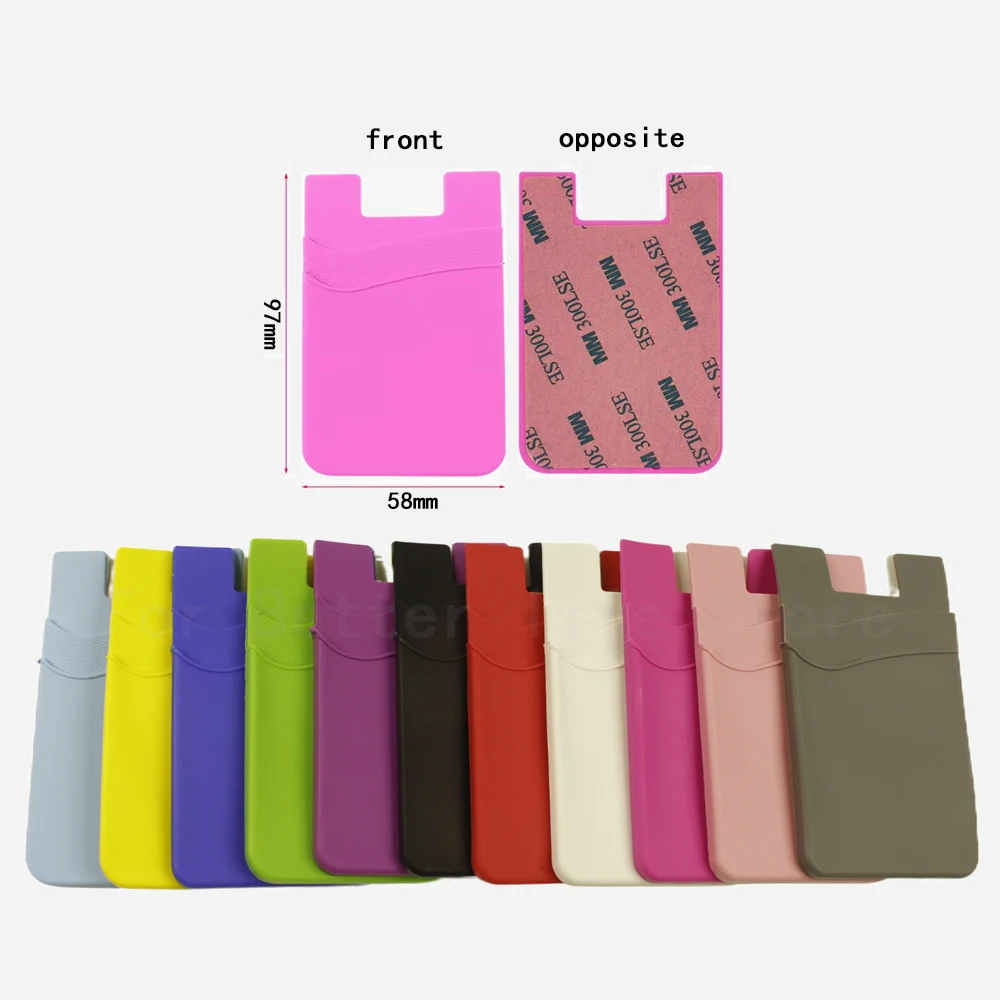 1piece 12color Hot Sale Phone Card Holder Silicone Mobile Phone Back Card Holder Elastic Wallet Stick On Adhesive Cash ID Soft