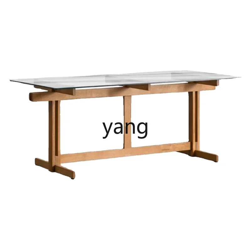 LM transparent glass desk creative rectangular restaurant table light luxury workbench