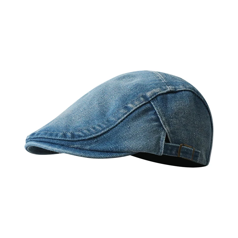 Klasyczne kapelusze kowbojskie unisex, czapka gazeciarza z denimu spranego, regulowana klamra, czapka typu dome, płaska czapka unisex, retro, casualowa na wiosnę i lato