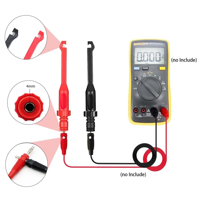 4pcs Car Circuit Tester Hook Test Clip Edge Puncture Probe Automotive Test Clip For Multi-Purpose Oscillator Diagnostic Tool