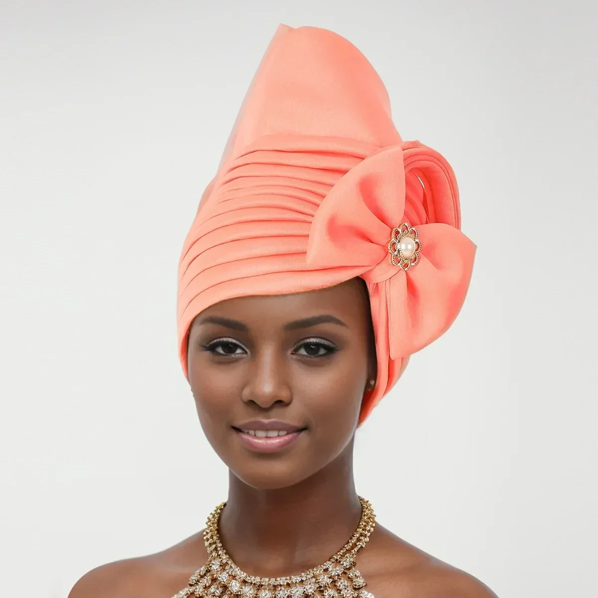 جديد مطوي القوس قبعة عمامة للنساء الأفريقية السيارات Gele Headties النيجيري الزفاف رئيس التفاف حجاب إسلامي بونيه Turbante قبعة #1