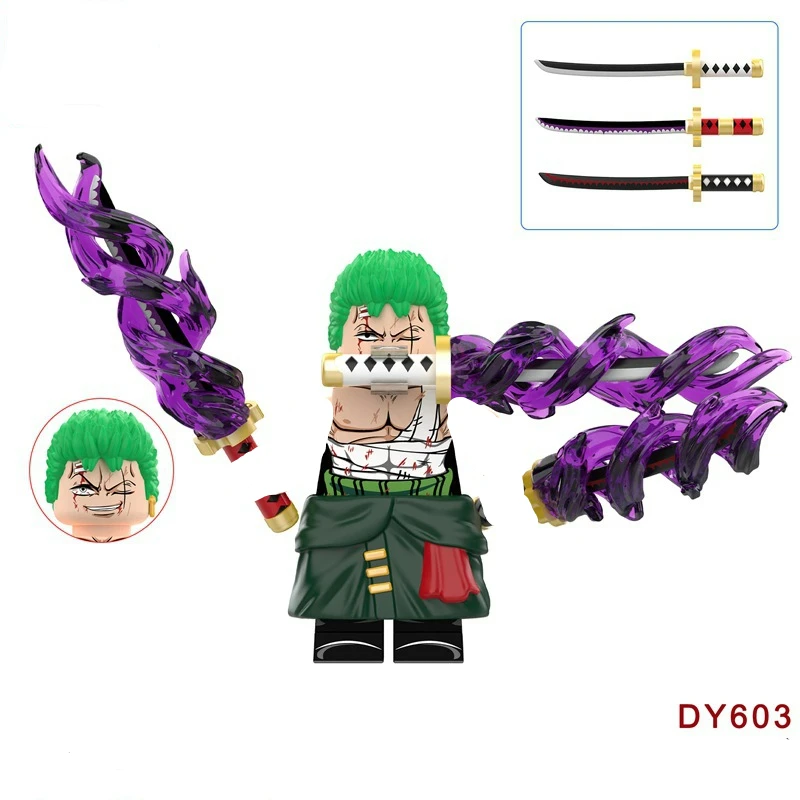 Santōryū Zoro Sandai Kitetsu Enma Shusui Wado Ichimonji Sabo Anime Figs Bricks Dolls Mini Action Toy Figure Assembling Toys Gift