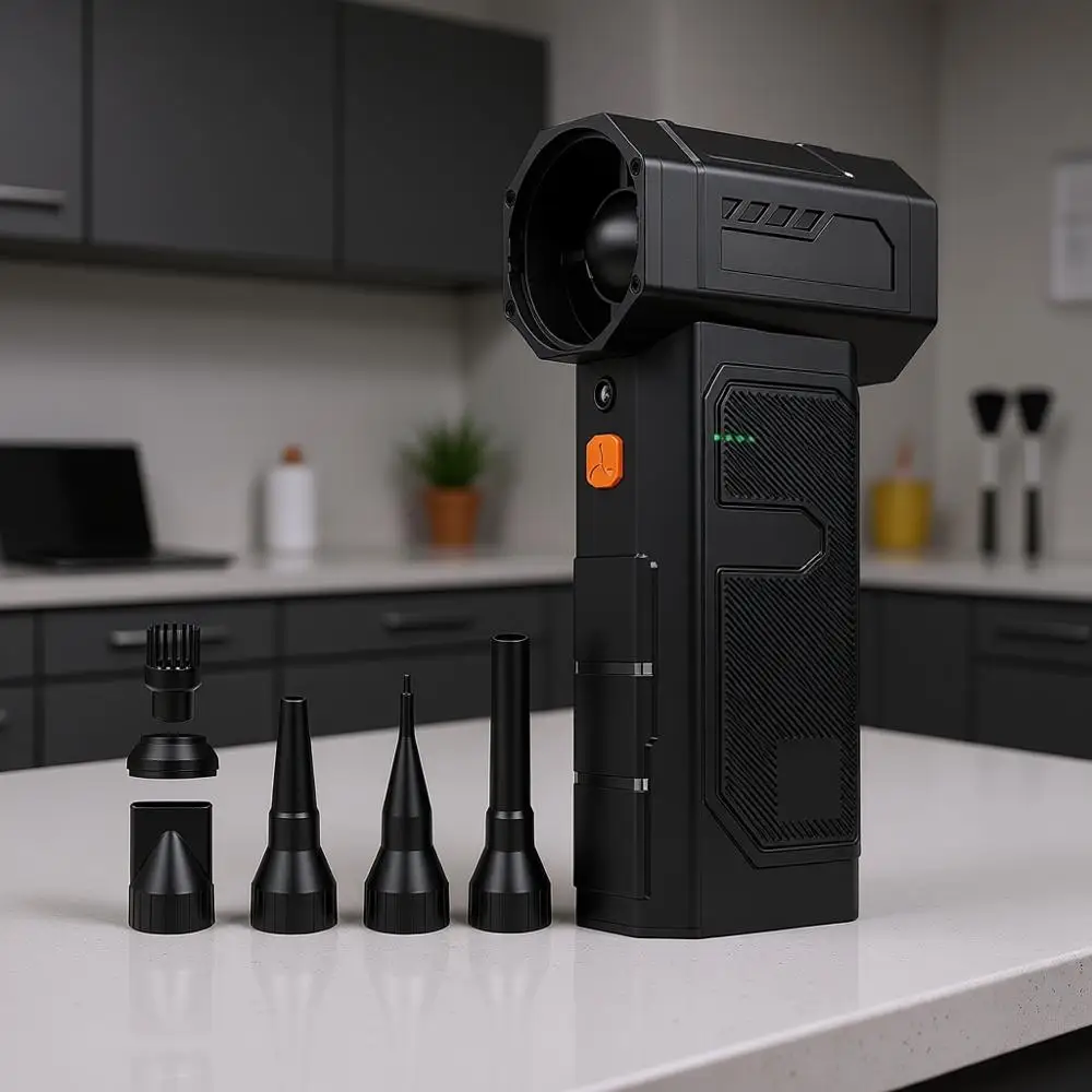 

Пневматический очиститель с бесщеточным двигателем 40 мм, 4-скоростной мини-воздуходувка с LED-подсветкой, перезаряжаемый турбовентилятор 27,75 Вт·ч для клавиатуры, автомобиля, дома