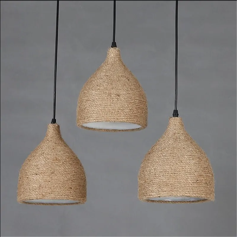 Hemp Rope Vintage Pendant Light Fixtures For Ceiling Kitchen Dining Room Loft Hanging Lamp Home Decoration Industrial Lighting