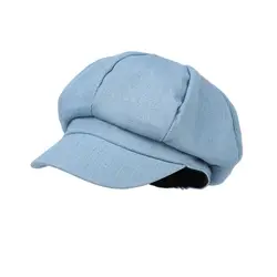 Autumn Denim Solid Octagonal Hats for Women and Men Berets Painter Hat Beanie Cap 18