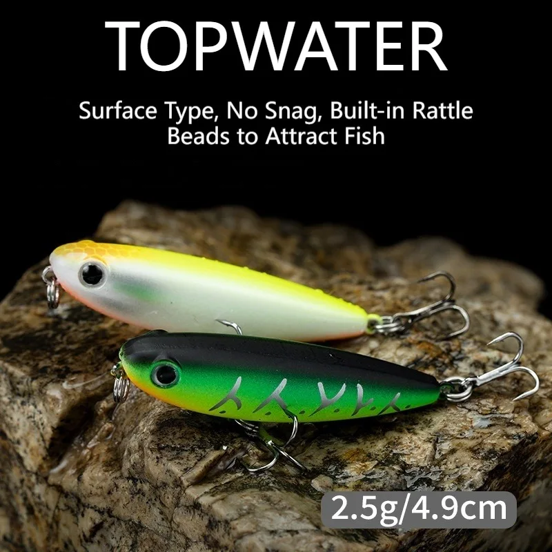 

Floating Pencil Lure Topwater Zigzag Dog Bait Lifelike Swimbait Fishing Tool with Fishing Hook and Rattling Bead for Bass Fish