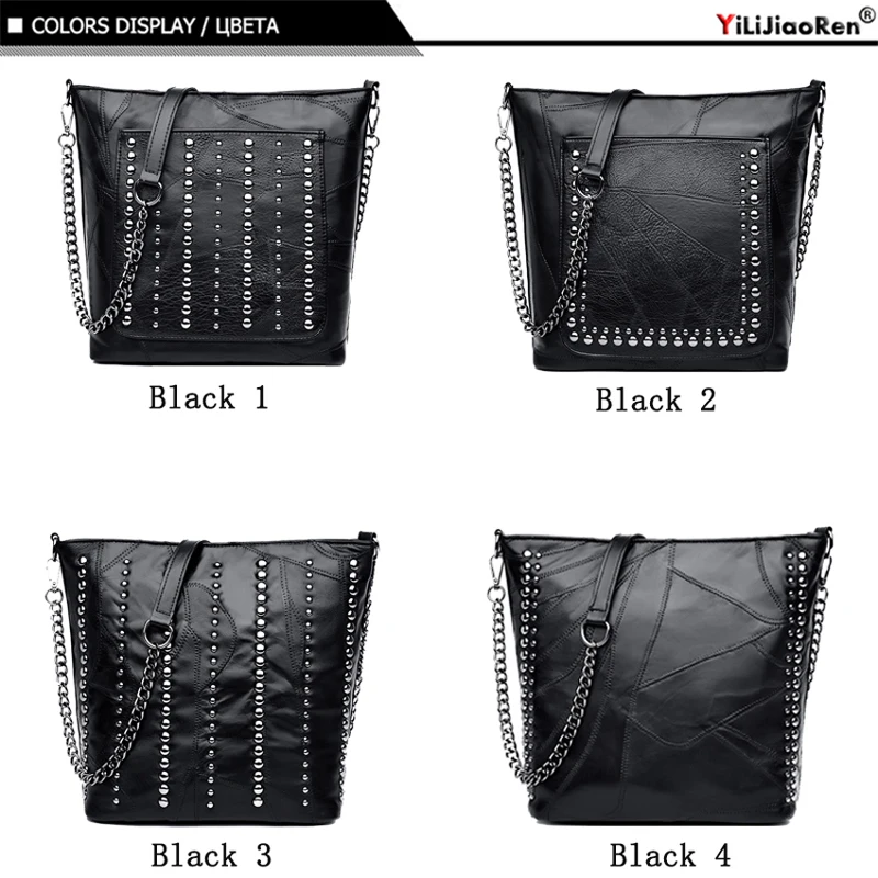 New Fashion Rivet Crossbody Bag High Quality Genuine Leather Designer Chain Messenger Bag Luxury Large Shoulder Bags Sac A Main