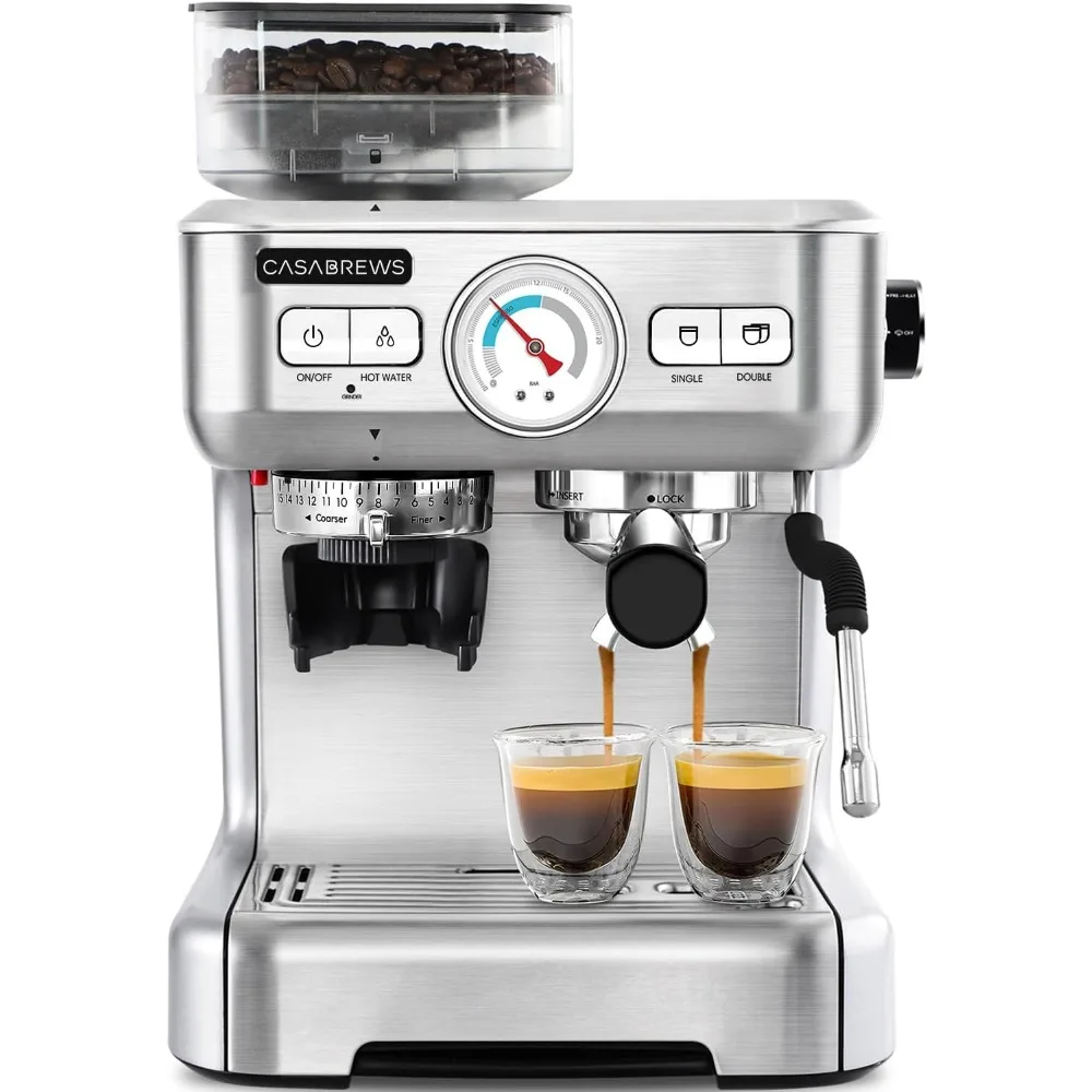 

Espresso Machine with Grinder, 20 Bar Semi Automatic Espresso Coffee Maker with Milk Frother for Home Barista, Professional