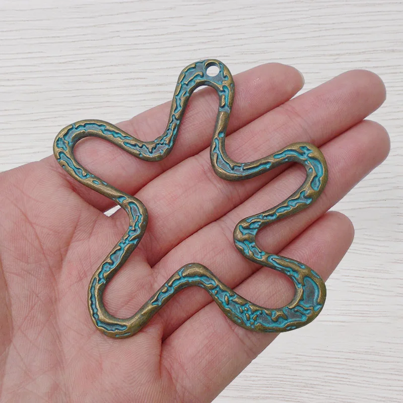 3 x Zamak Green Verdigris Patina Large Hollow Open Flower Charms Pendants for Necklace Earrings Jewelry Making Findings 70x70mm