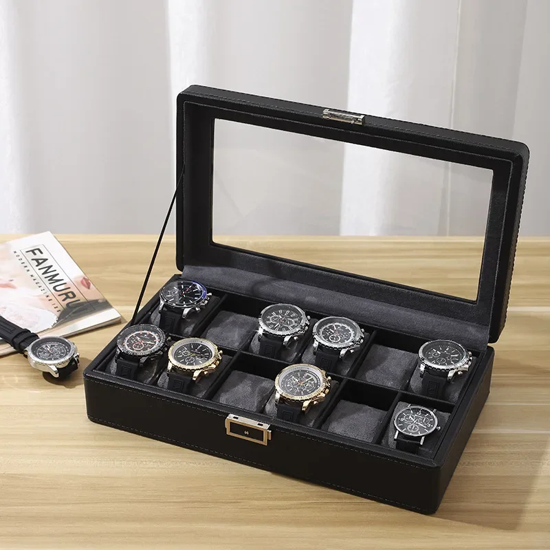 New Watch Box, Lychee Pattern Multi-position Jewelry Storage Box, Watch Box, Glasses and Sunglasses Box， Jewlery Box