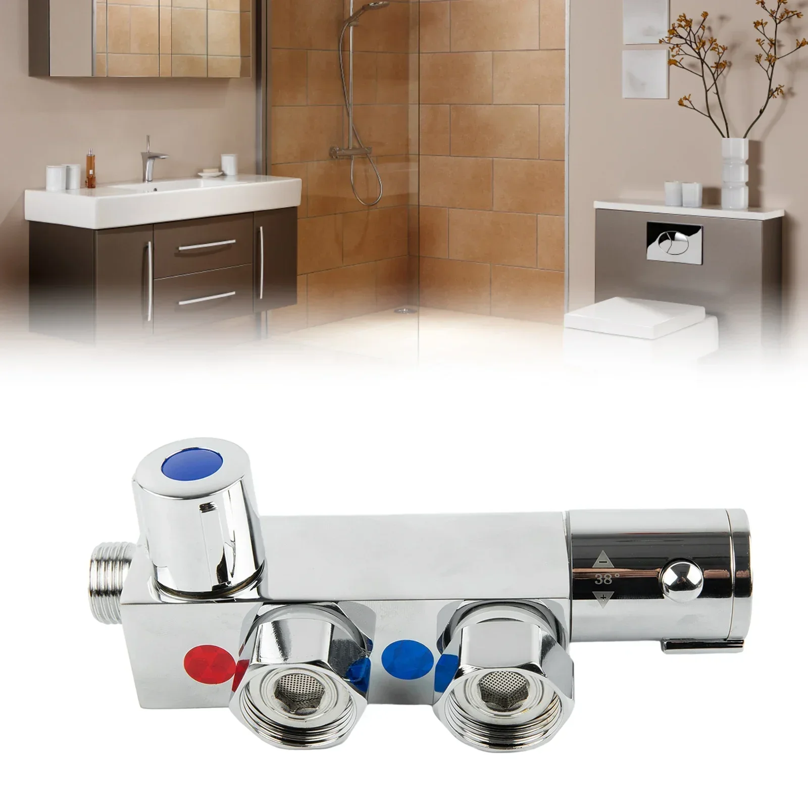 

Thermostatic Shower Mixer Valve Modern Vertical Wall Mounted Bathroom Tap Hot And Cold Mixing Valve Suitable For Static Caravan