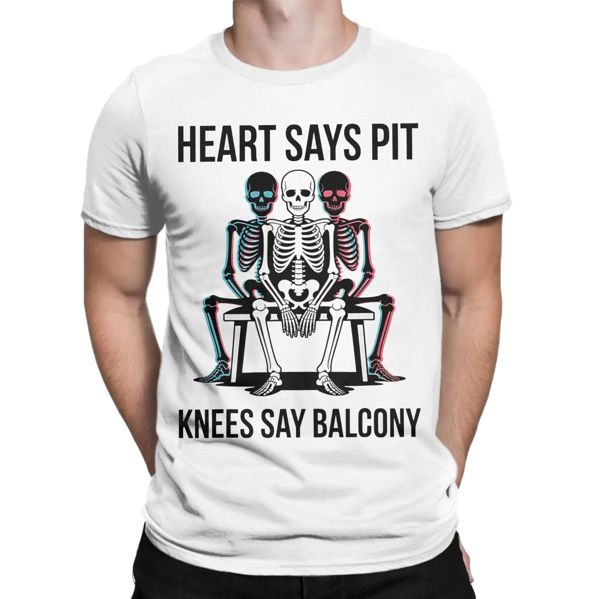 Funny Heart Says Pit Knees Say Balcony Punk  T-Shirt Funny 100% Cotton Tees Round Collar Short Sleeve T Shirt Graphic Clothes