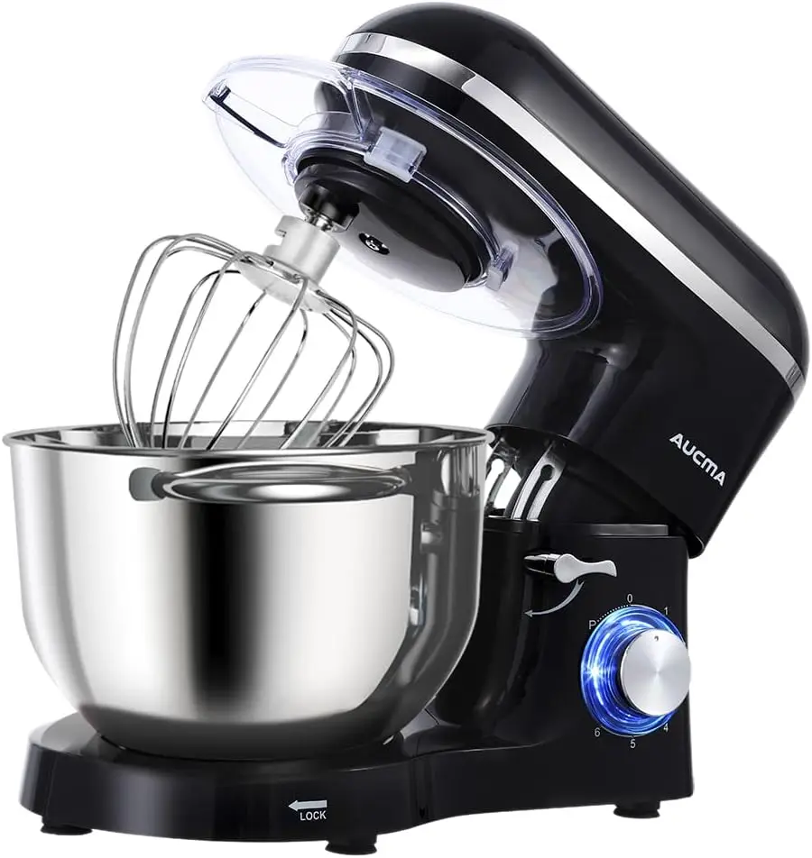 Stand Mixer,6.5-QT 660W 6-Speed Tilt-Head Food Mixer, Kitchen Electric Mixer with Dough Hook, Wire Whip & Beater (6.5QT, B