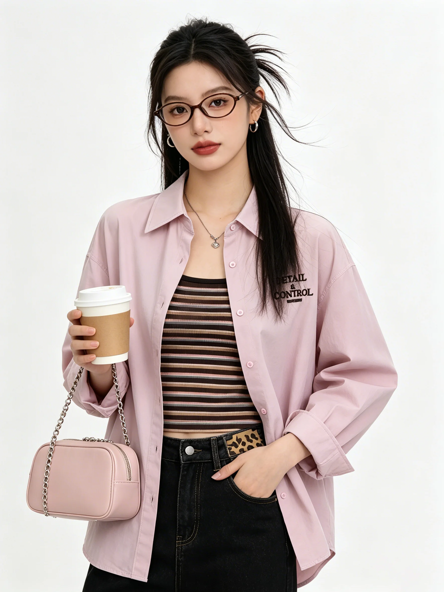 

2026 New Casual Versatile Striped Shirt Sun Protection Outerwear Simple Retro Top Tank Two-Piece Set Layering Women's Fashion...