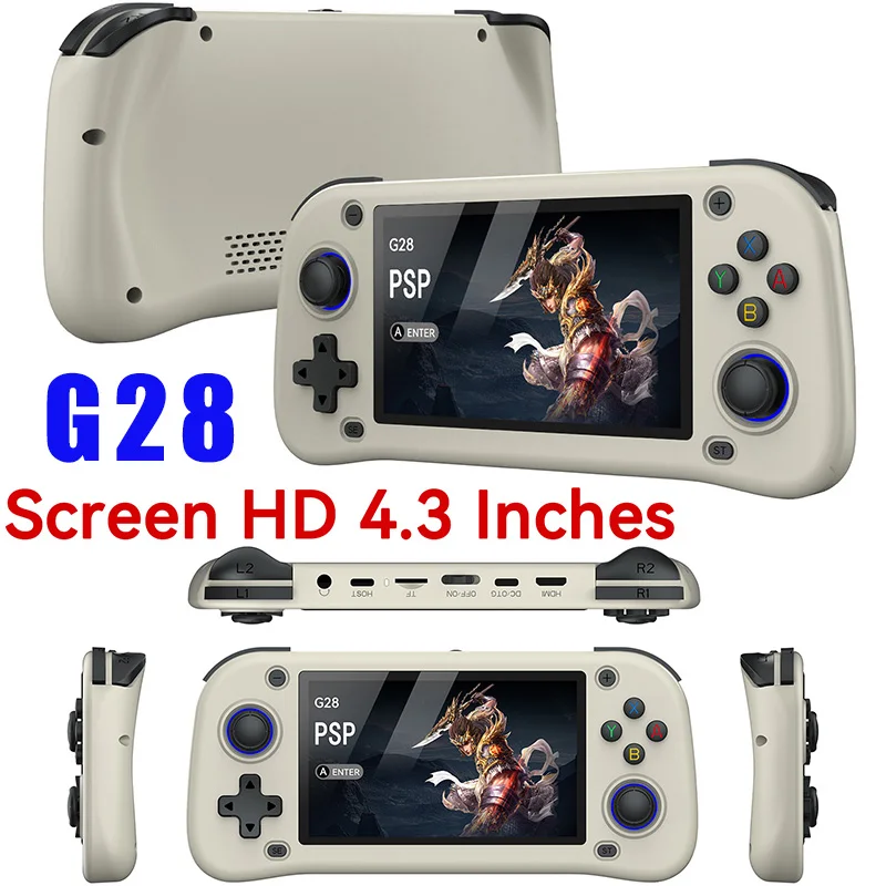 

Handheld Game Players G28 Retro Video Player Gamepad 4.3inch HD IPS Screen 64G 15000+ Game 128G 30000+ Game Pocket Games Console