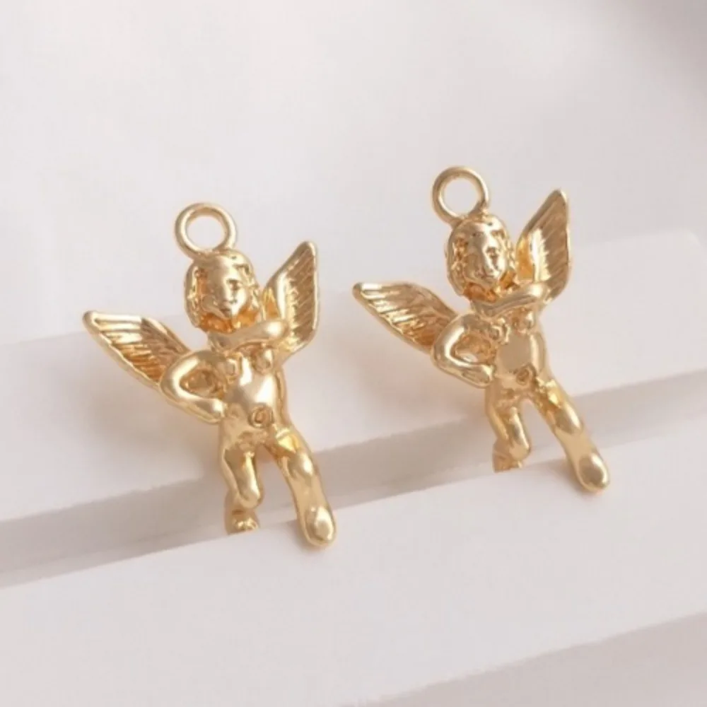 

1Pcs Copper Charms 14K Gold Color Cast Copper Plated Real Gold Angel Pendant Handmade Pendant DIY Necklace Jewelry Accessories
