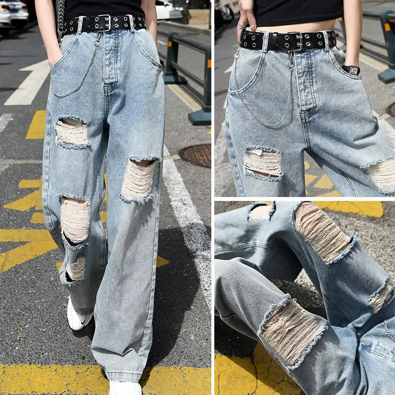 

Прямые джинсы с высокой талией, женские летние осенние свободные утягивающие широкие брюки длиной до пола, повседневная мода