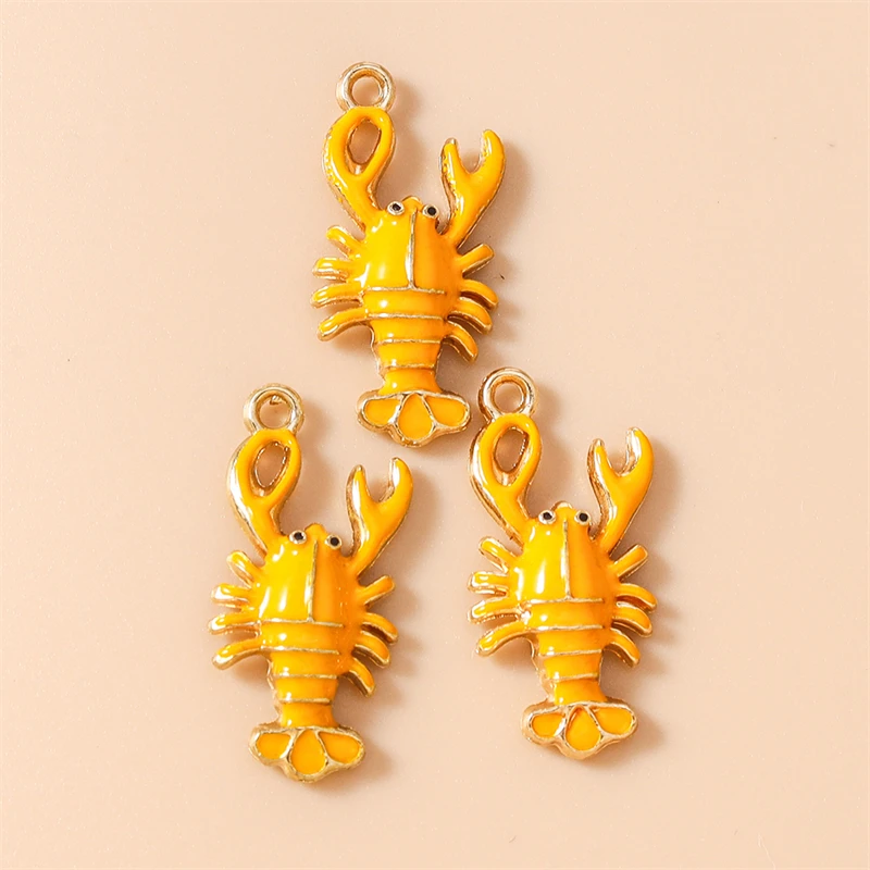 20 Stück 19x25mm Niedliche Meerestier-Anhänger Emaille-Hummel-Charms für Ohrringe Halsketten DIY Handgemachtes Kunsthandwerk Schmuckherstellung – Detail 7