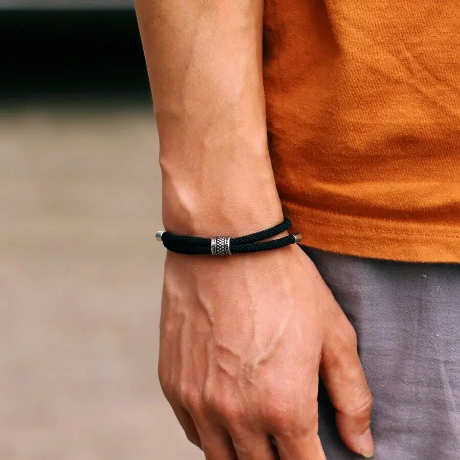 2024 nový minimalistické šňůra řetízek náramek unisex vintage stříbro barva vikingové příslušenství nastavitelný lano braclet makramé braslet