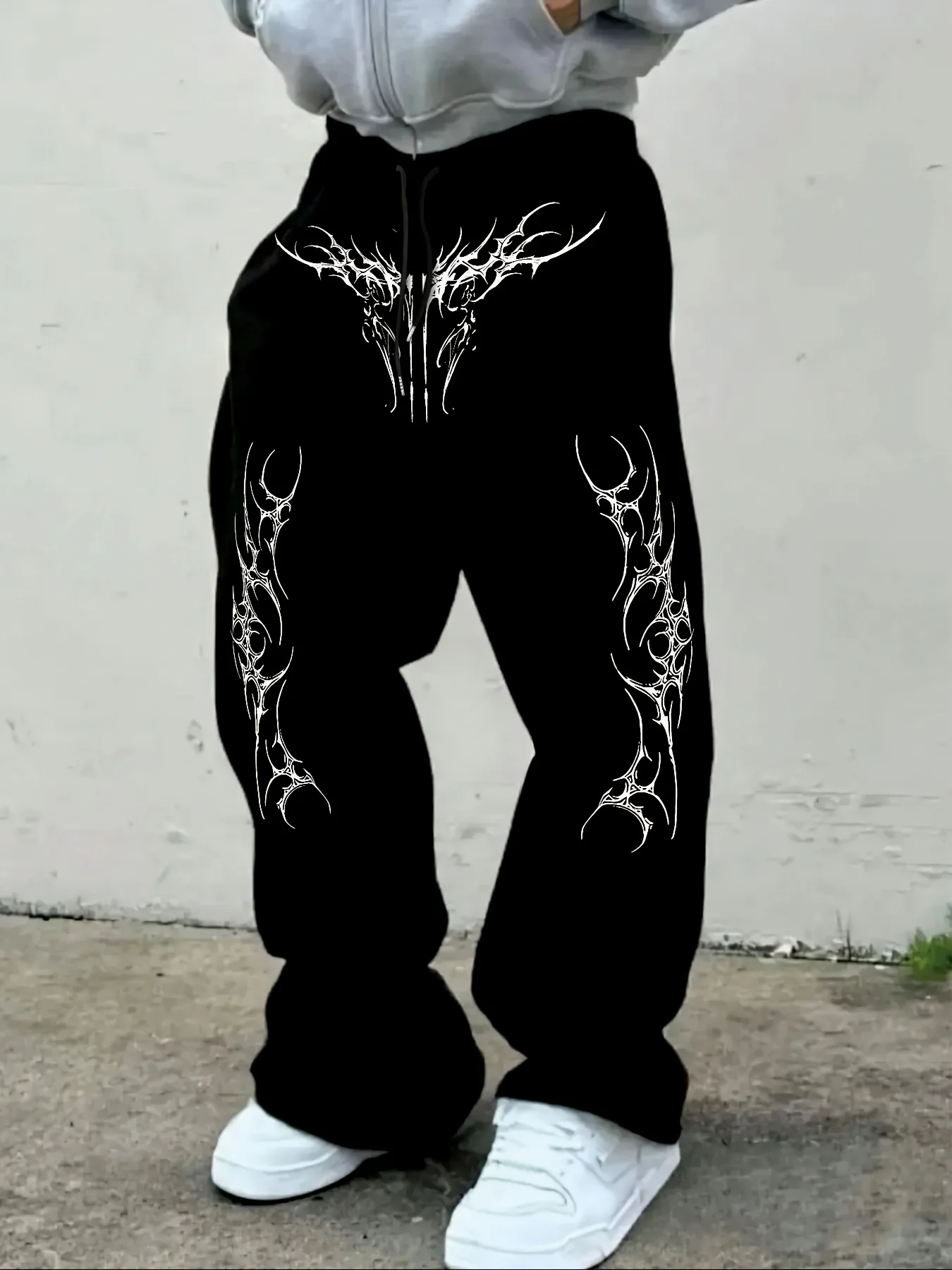 سراويل رياضية للرجال مع مطبوعات فريدة من نوعها على الطراز القوطي، سراويل طويلة مرنة ورباط للارتداء اليومي غير الرسمي #1