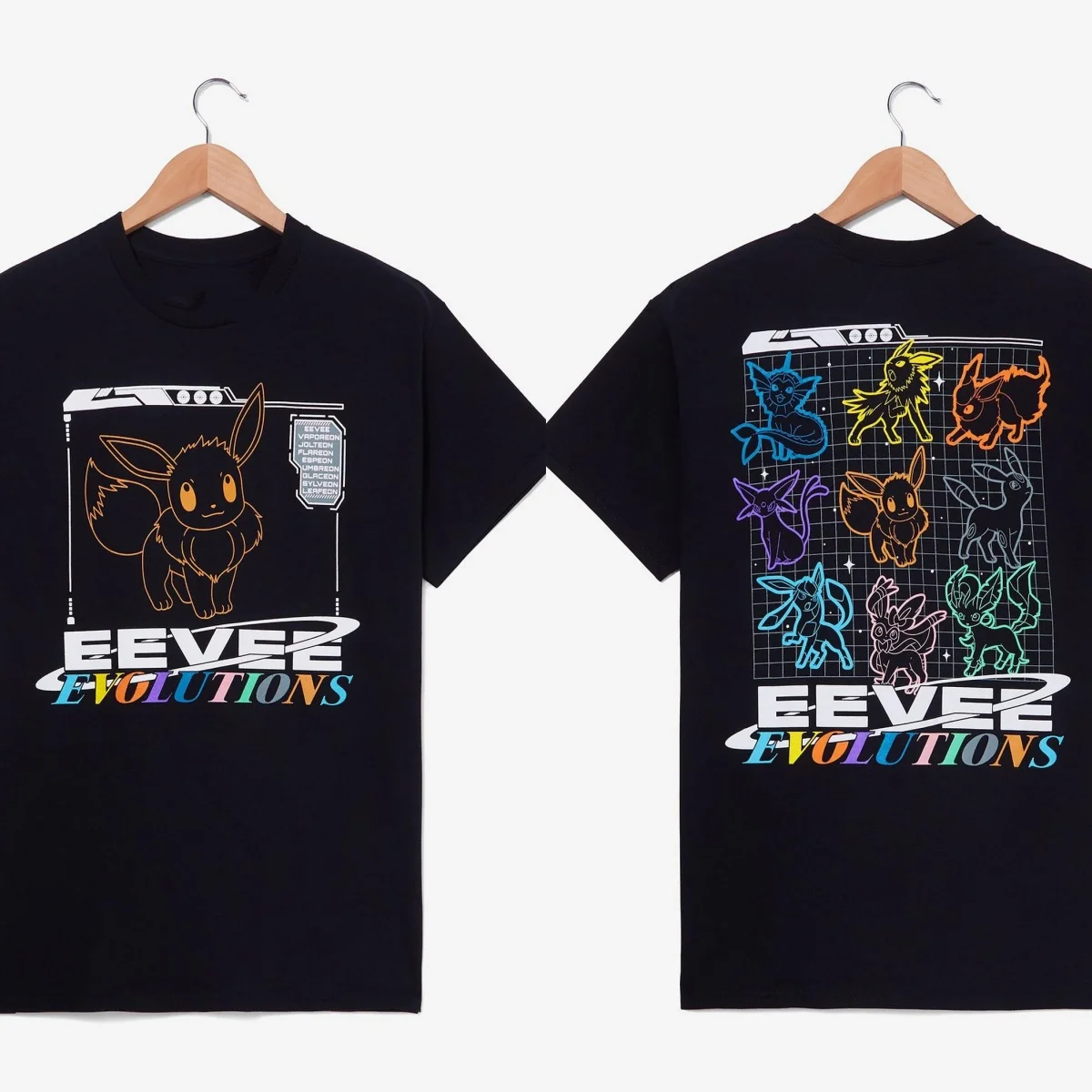 

Хлопковая футболка Pokémon Eevee Evolutions спереди Eevee с графическим принтом сзади, 100% хлопок для фанатов, Новое поступление, футболка S-4XL