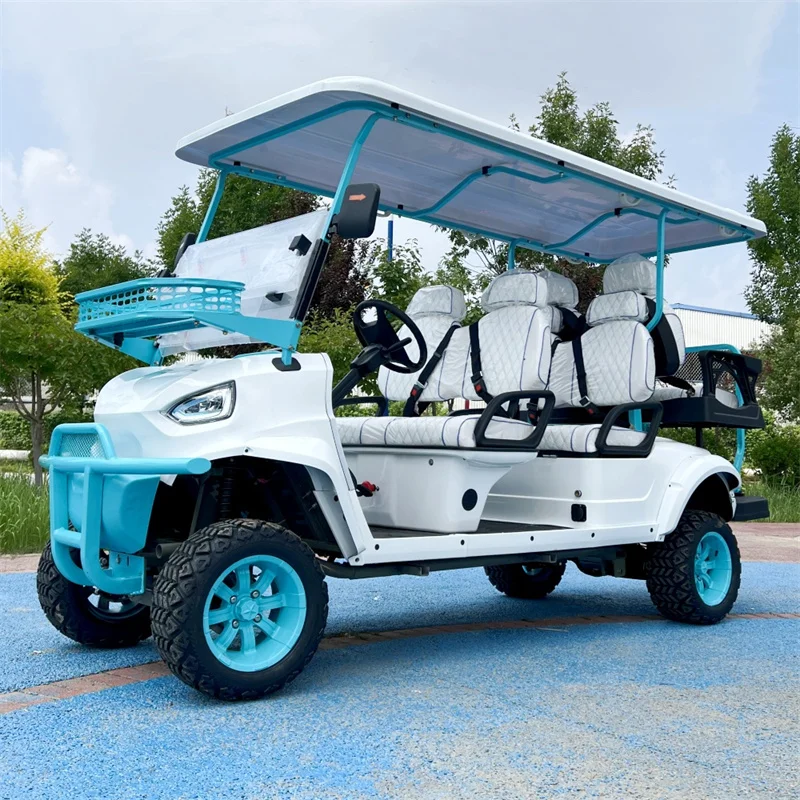 Dylante 4 Wheel 4 6 Seater Luxury Club Car 72V Lithium Battery Off Road Offroad Golf Cart With Led Lights golf push cart