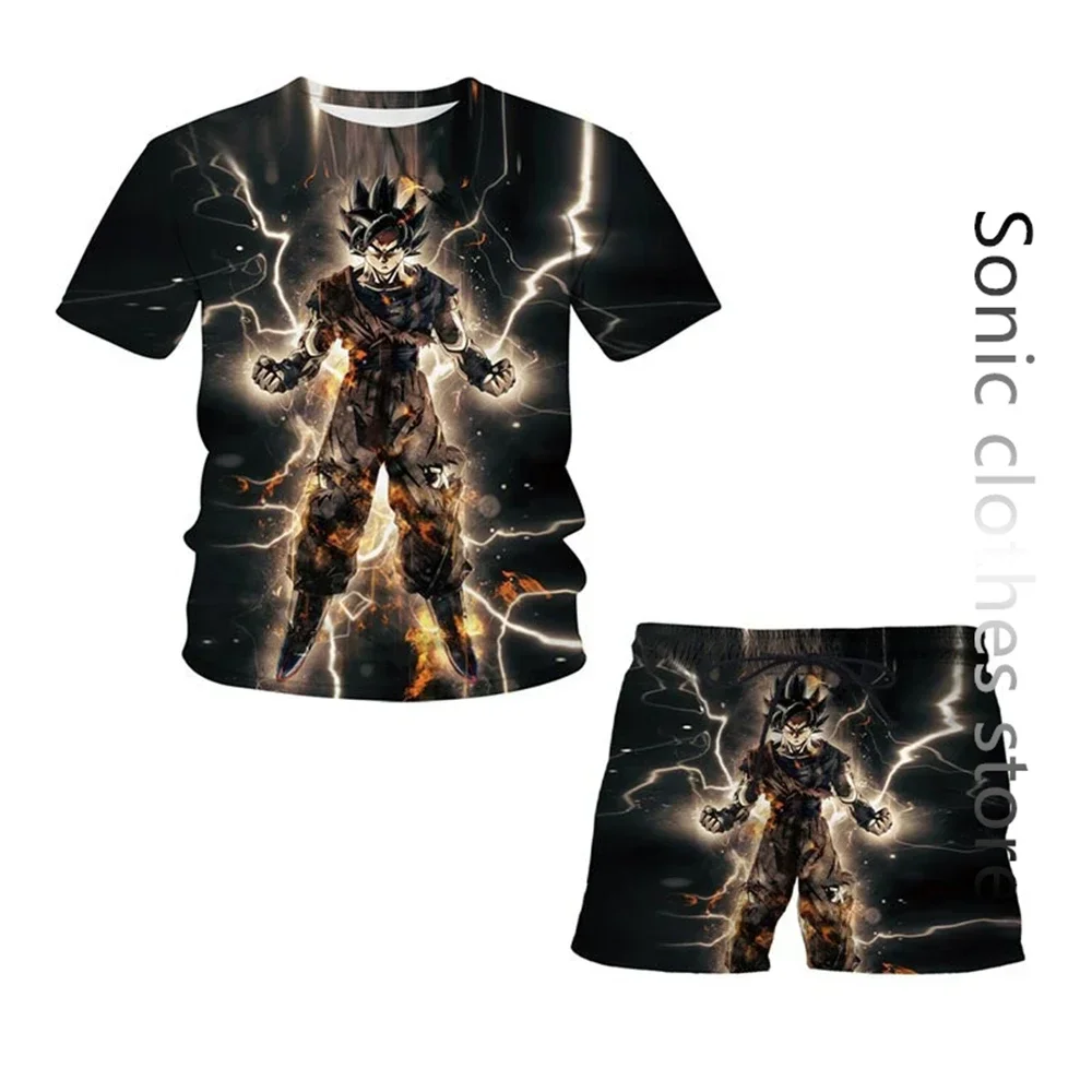 แฟชั่น Dragon Ball Z TShirt ชุดเด็ก Vegeta เสื้อผ้าเด็กหญิงบุรุษสตรีเสื้อยืดชุดเสื้อผ้า 3D Goku แขนสั้น