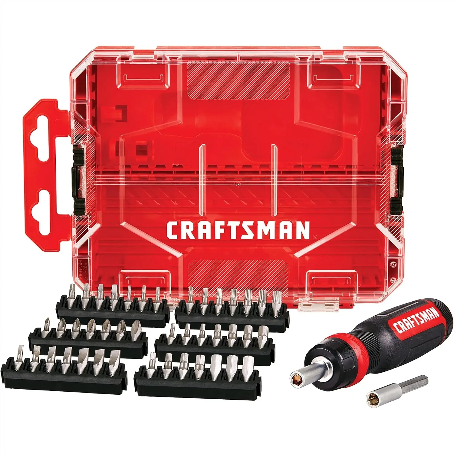 

44PC Ratcheting Screwdriver Set with Magnetized Bit Holder and Versastack Case, Red