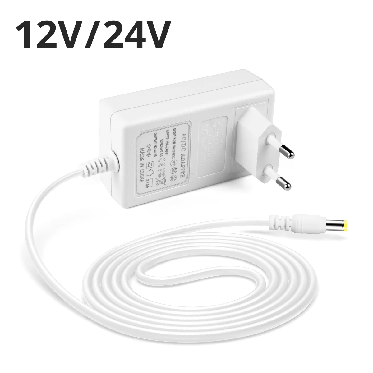 5.5mm x 2.1mm Universal Switch Power Supply LED Driver 100-240V AC to 12V 24V Converter Power Adapter 2A 3A Charger