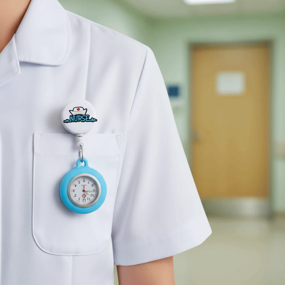 Cartoon FOB Pocket Watches Silicone Simple Design Clip Badge Reel Fashion Accessories Retractable Hang Clock Hospital